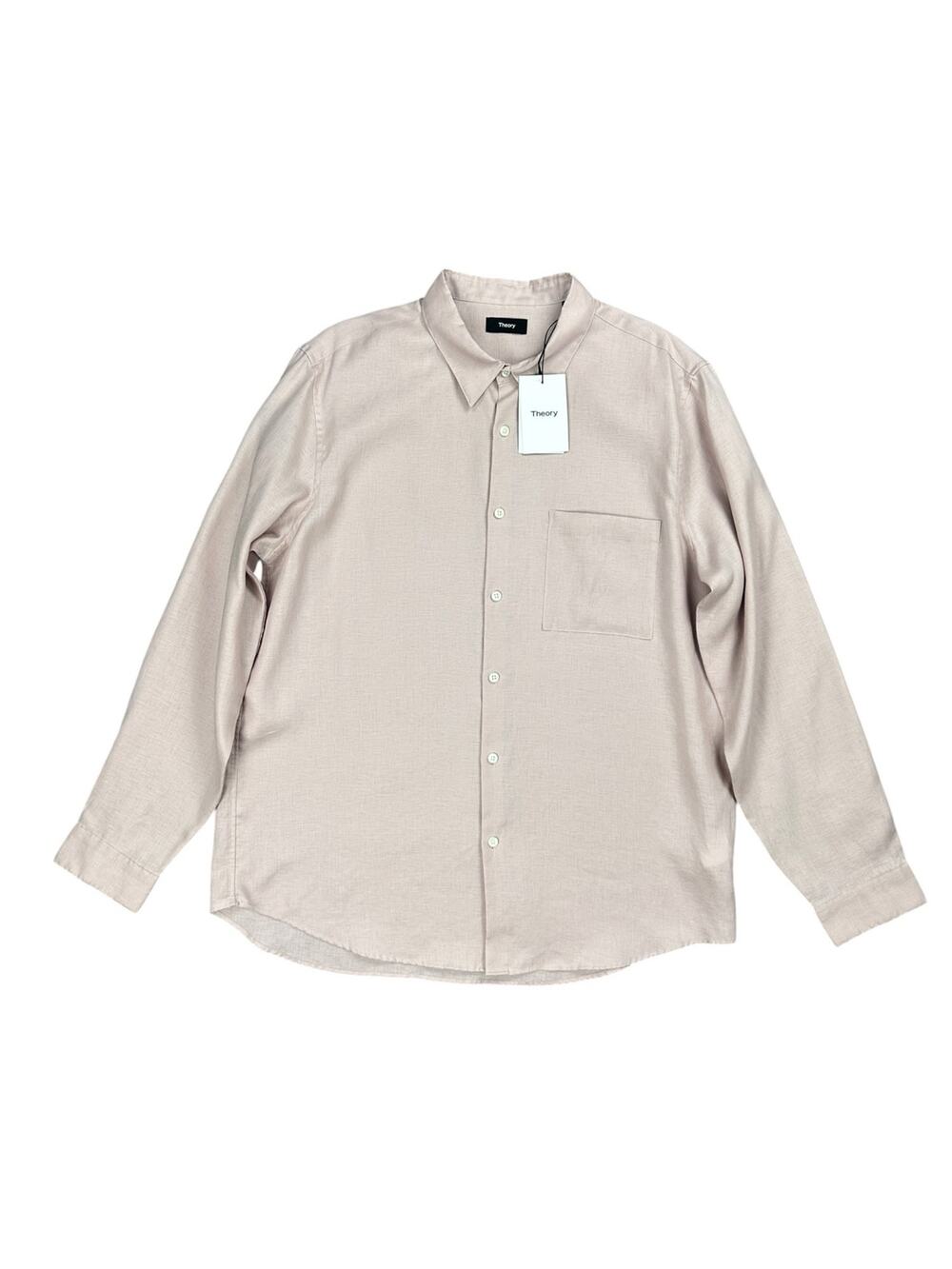 Theory Irving PA Precise Linen 2 Long Sleeve Button Down Shirt Viola NWT — 2XL